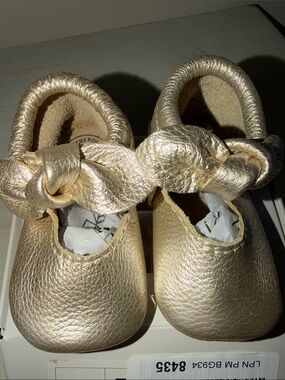 Freshly Picked Metallic Champagne Leather Baby Moccasins